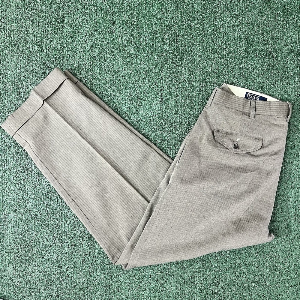 Vintage Polo Ralph Lauren Men's Houndstooth Double Pleated Dress Pants 34x30